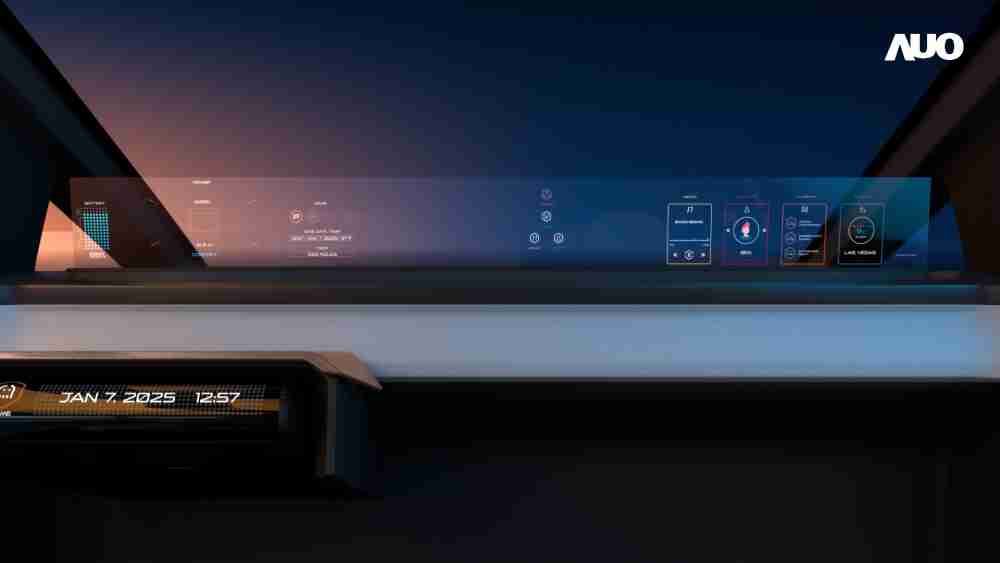 口袋牛店无界透明显示接口(Horizon Image Glass)透过车运算方案整合仪表板、、、中控台及副驾显示器，，，，一体式全景呈现，，，，提供乘用者清晰的前方视野、、行车必要信息与娱乐功能